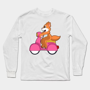 Cat as Biker with Scooter Long Sleeve T-Shirt